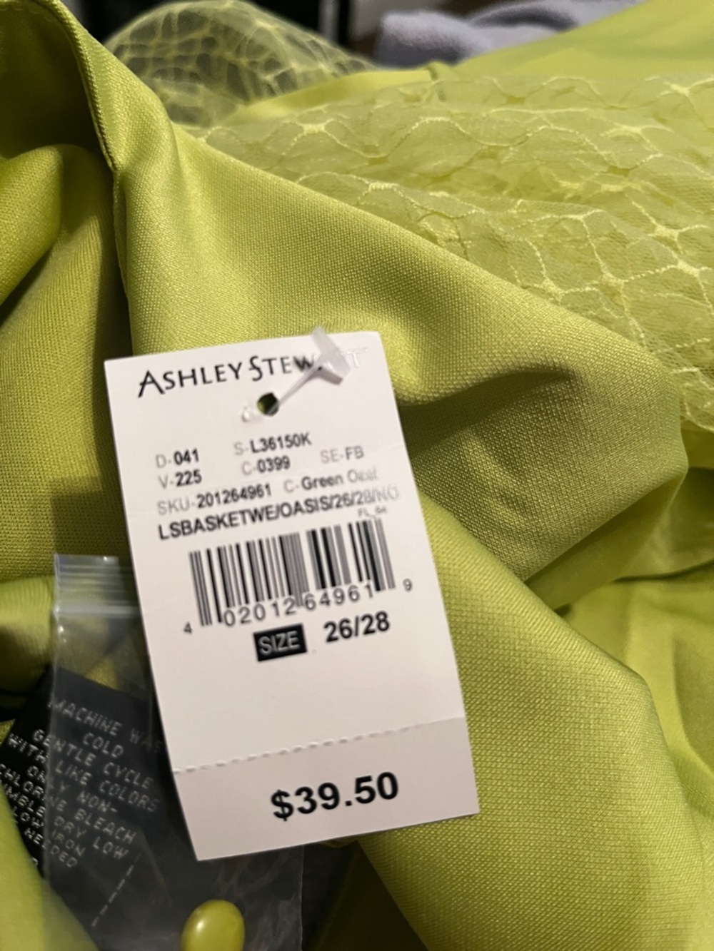 Ashley Stewart Lime Green Peplum Blouse with Mesh Sleeves - Picture 14 of 14